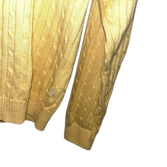 IZOD XL Cable Knit Pullover V-Neck Long Sleeve mustard Sweater 100% Cotton - Picture 2 of 4
